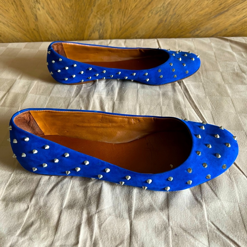 SCHUTZ Periwinkle Blue Studded Ballet Leather M Flats Size US 9 - Picture 4 of 11